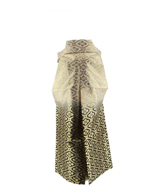 男性用袴単品レンタル(成人式・結婚式・卒業式)白黒ぼかし・金の花菱[身長165cm対応]No.658